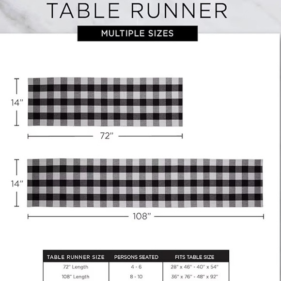Black and White Buffalo Check Table Runner - Picture 6 of 7
